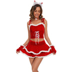 Cosplay Christmas Costume with Red Cape and Faux Fur Trim for Women