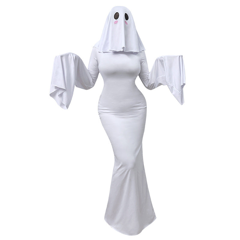 2025 Cute Ghost Cosplay Costume – White Halloween Dress for Women