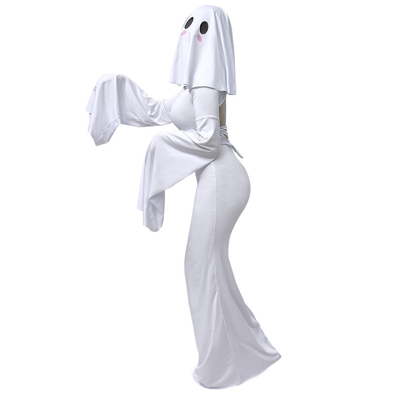 2025 Cute Ghost Cosplay Costume – White Halloween Dress for Women