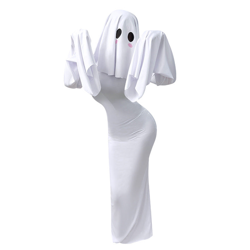2025 Cute Ghost Cosplay Costume – White Halloween Dress for Women