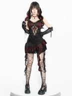 2025 Dark Gothic Cosplay Black and Red Lace Dress Set – Alternative Fashion Outfit