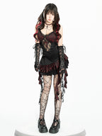 2025 Dark Gothic Cosplay Black and Red Lace Dress Set – Alternative Fashion Outfit