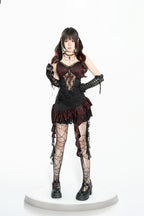 2025 Dark Gothic Cosplay Black and Red Lace Dress Set – Alternative Fashion Outfit