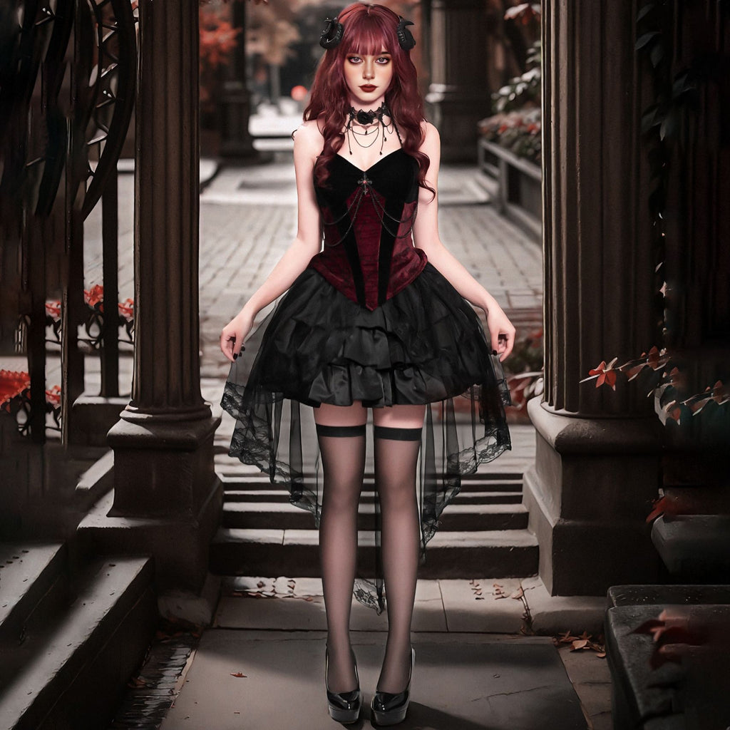 2025 Gothic Vampire Demon Witch Cosplay Costume – Dark Court Halloween Outfit