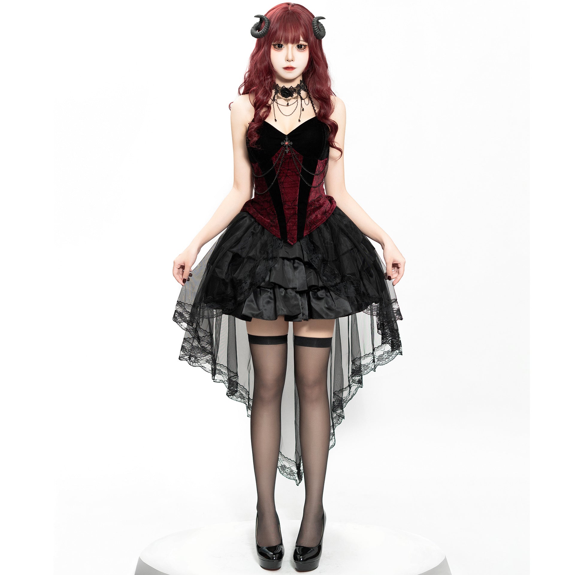 2025 Gothic Vampire Demon Witch Cosplay Costume – Dark Court Halloween Outfit