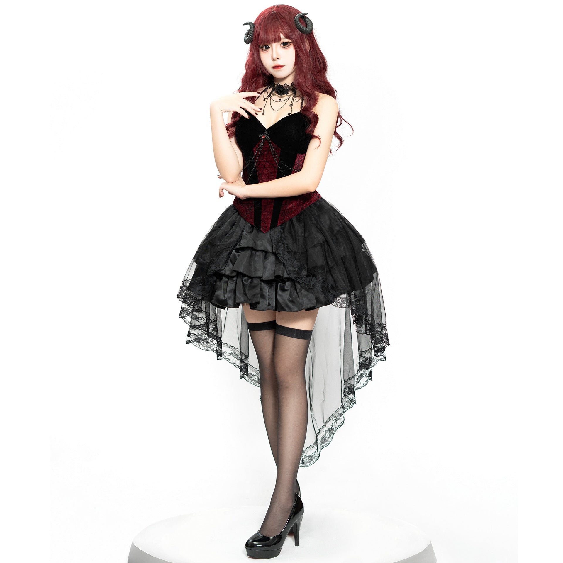 2025 Gothic Vampire Demon Witch Cosplay Costume – Dark Court Halloween Outfit