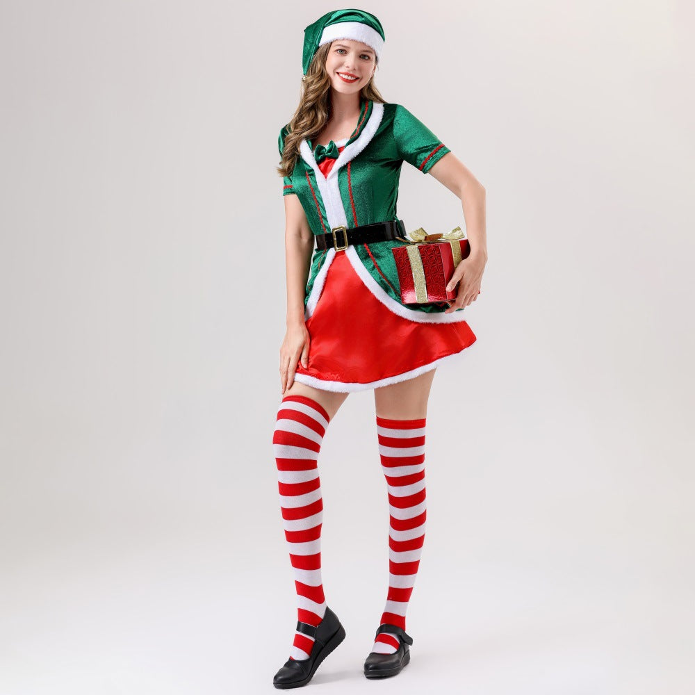 Women's Green Christmas Elf Cosplay Dress – Holiday Party Costume