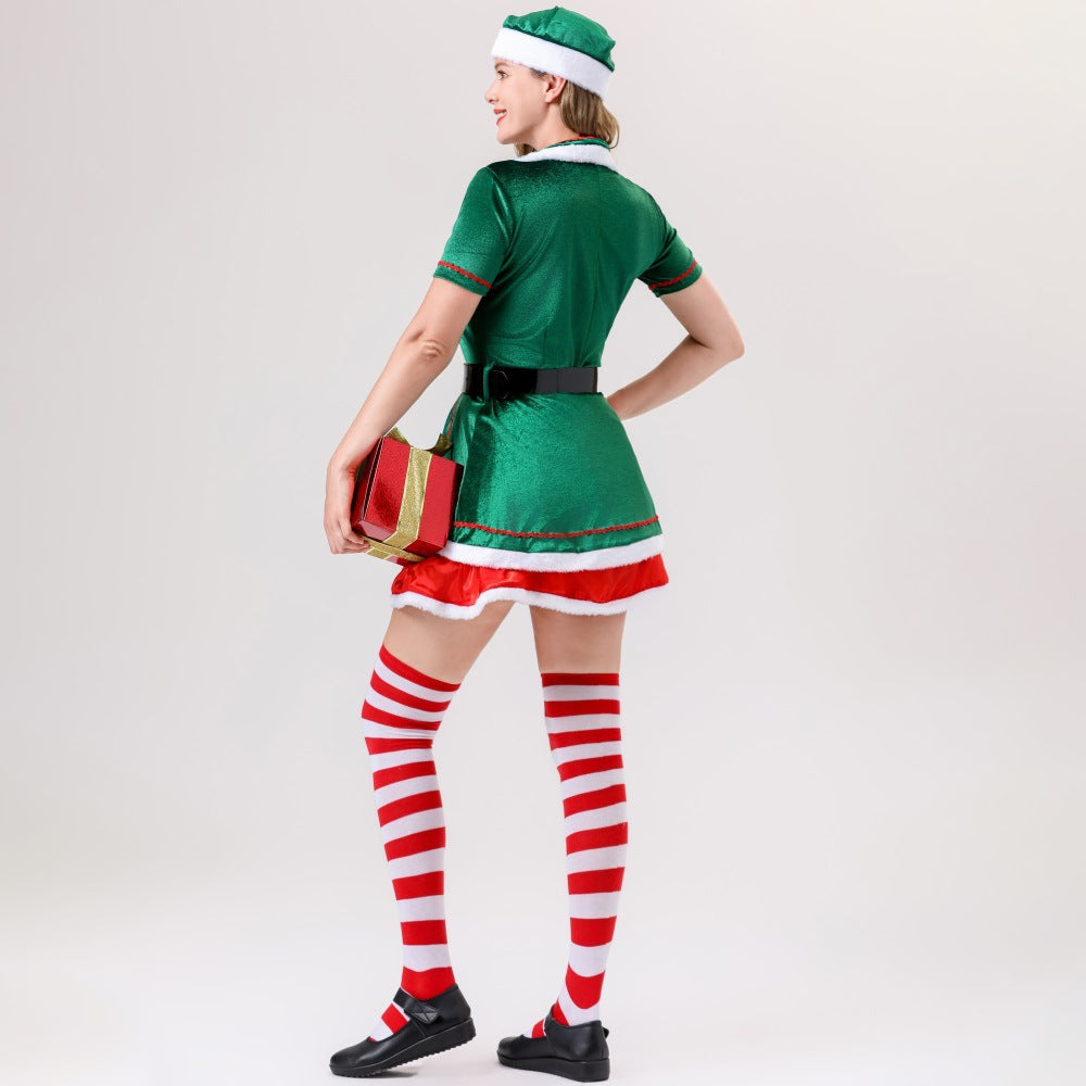 Women's Green Christmas Elf Cosplay Dress – Holiday Party Costume