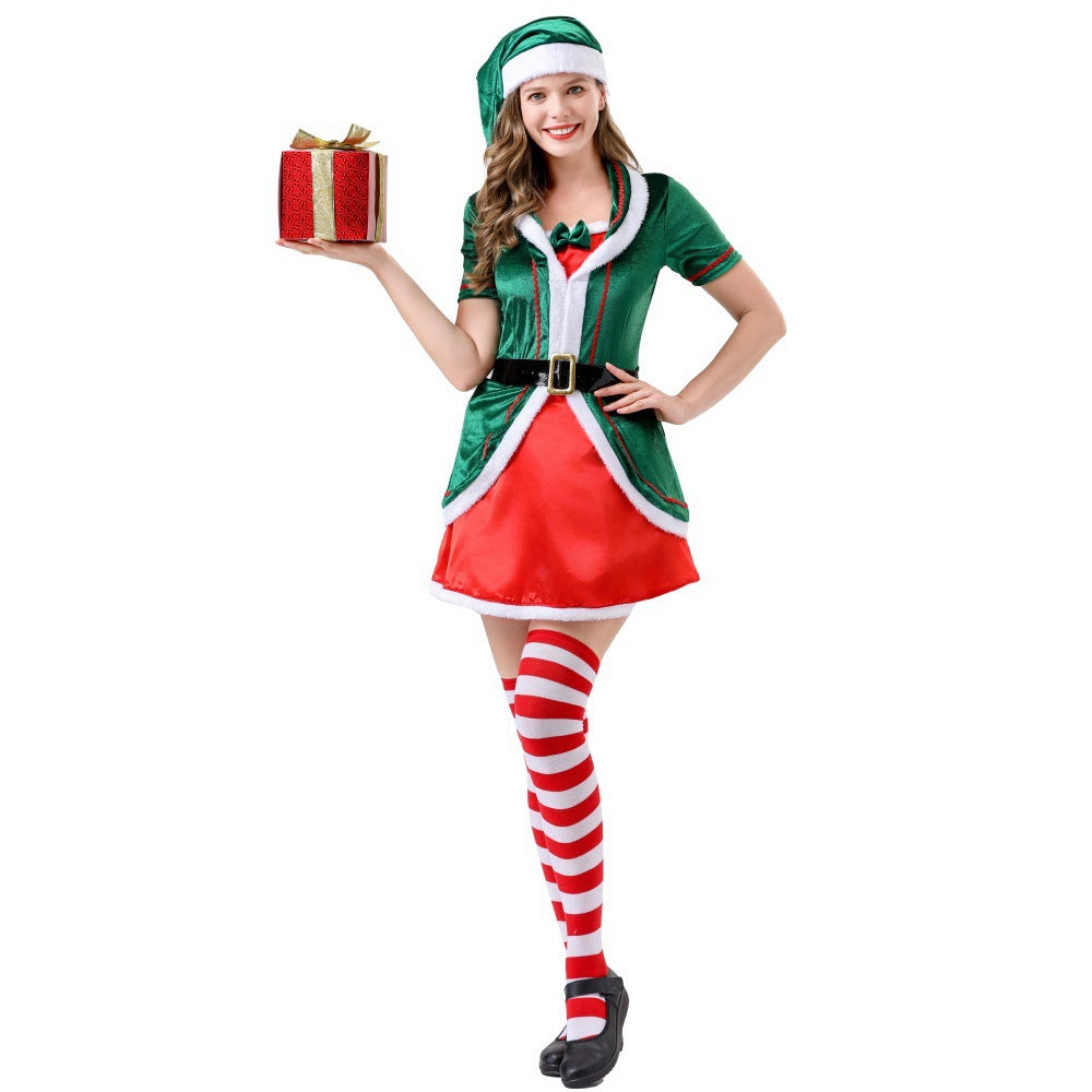 Women's Green Christmas Elf Cosplay Dress – Holiday Party Costume
