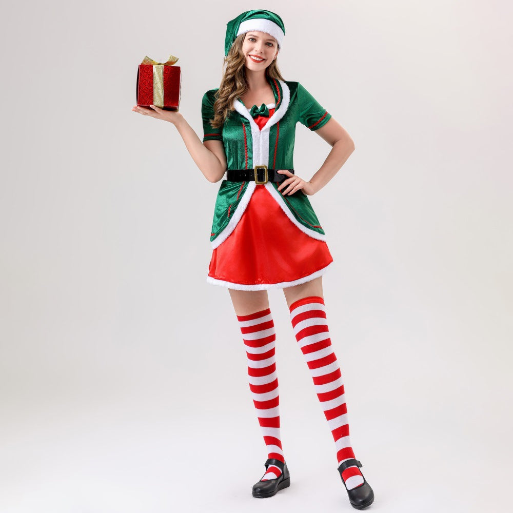 Women's Green Christmas Elf Cosplay Dress – Holiday Party Costume