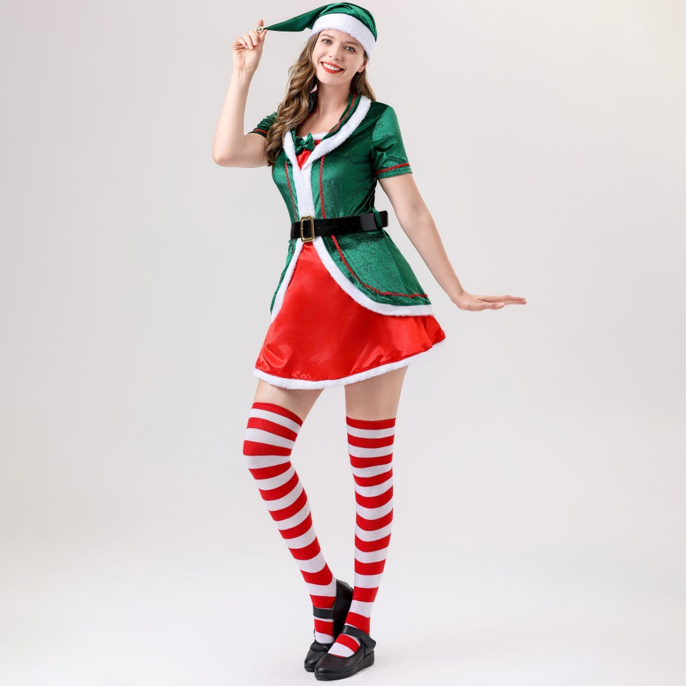 Women's Green Christmas Elf Cosplay Dress – Holiday Party Costume