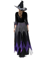 2025 Halloween Witch Cosplay Costume – Black and Purple Vampire-Style Dress for Women