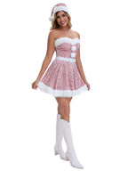 Women's Pink Sequin Cosplay Christmas Dress – Holiday Party Costume
