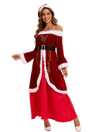 Women's Santa Claus Cosplay Costume - Long Christmas Dress Set