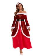 Women's Santa Claus Cosplay Costume - Long Christmas Dress Set