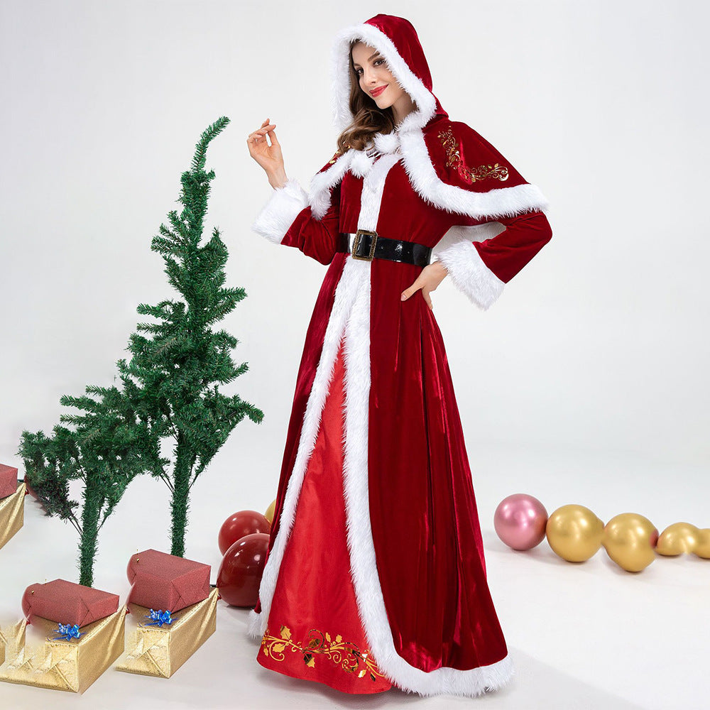 Women's Santa Claus Cosplay Costume - Long Christmas Dress Set