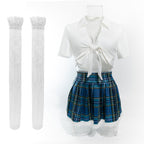 Sexy Lingerie JK Cosplay Set – Plaid Mini Skirt & Tie-Front Crop Top