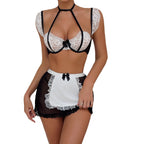 Sexy Lingerie Maid Set – Lace Underwire Bra & Mini Apron Skirt