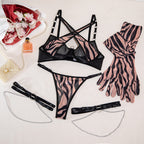 Sexy Pink Heart Mesh Lingerie Set with Matching Gloves - Playful and Sexy Lingerie for Women