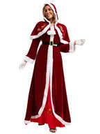 Sexy Lingerie Christmas Costume – Santa Claus Red Gown with Hooded Cape