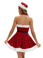 Sexy Lingerie Christmas Sequin Strapless Dress – Sparkly Santa Party Outfit for Womenz