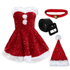 Sexy Lingerie Christmas Sequin Strapless Dress – Sparkly Santa Party Outfit for Womenz