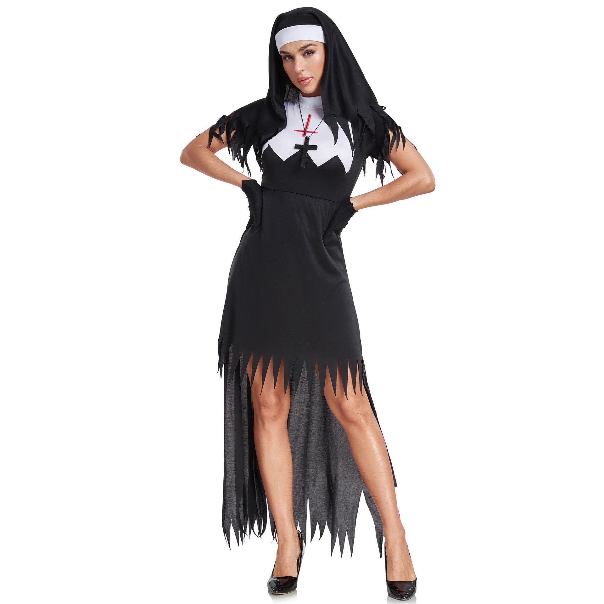 2025 Zombie Nun Cosplay Costume – Scary Halloween Vampire & Demon Outfit