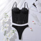 Black Lace Underwire Bustier & Thong Set – Sexy Lingerie
