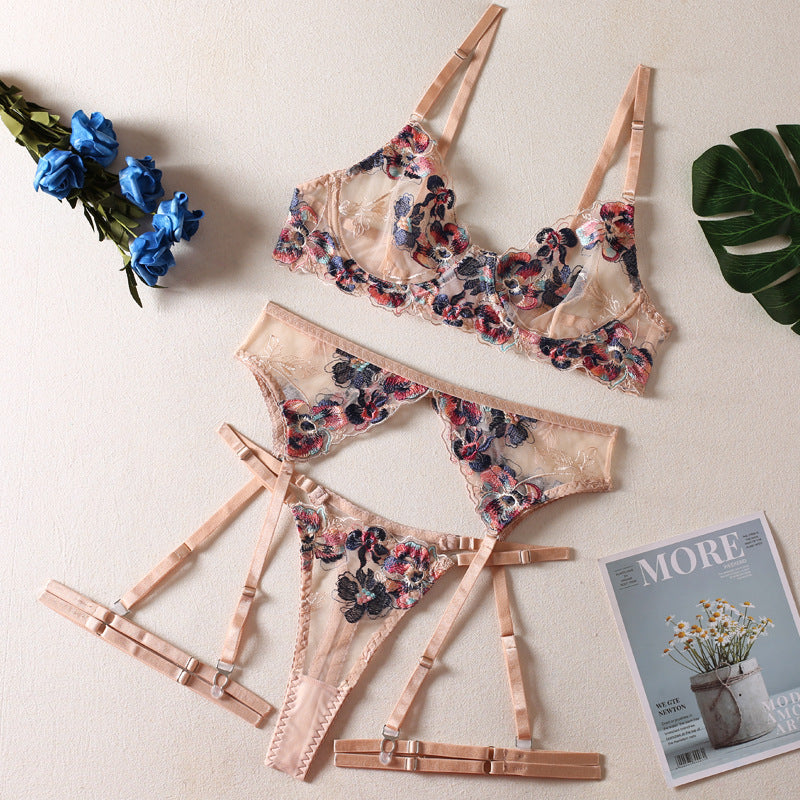 Sexy Lingerie Embroidered Set with Adjustable Straps