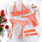 Sexy Lingerie Embroidered Thong Set with Leg Harness