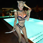 Leopard Print Cutout Chest Bodycon Two‑Piece Sexy Lingerie Set