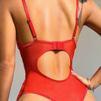 Sexy Lingerie Red Lace Nightgown with Bow Detail – Seductive Sleepwear Set