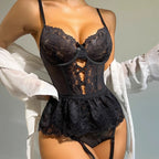 Sexy Lingerie Red Lace Nightgown with Bow Detail – Seductive Sleepwear Set